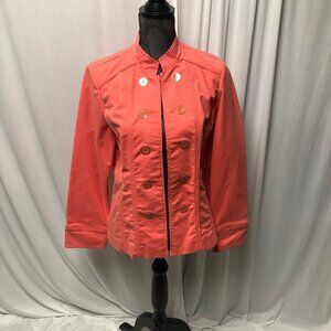 Chicos Coral Lightweight Jacket Womens Size 2 Large 12 Blazer Office Casual NEW